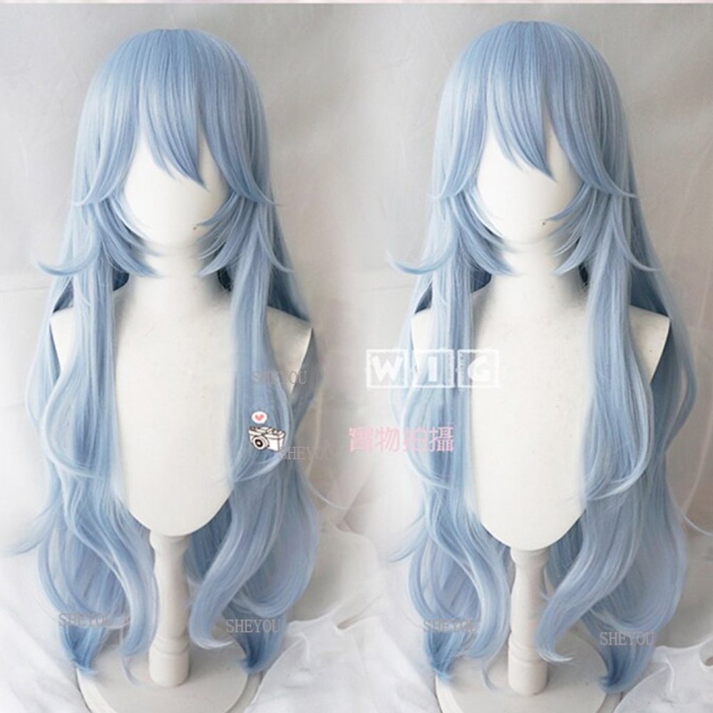 Evangelion Rei Cosplay Wig Long Light Blue Wavy Heat Resistant Synthetic - NWT